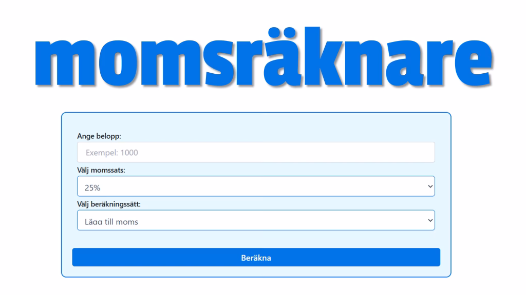 Räkna ut Moms - momsräkare